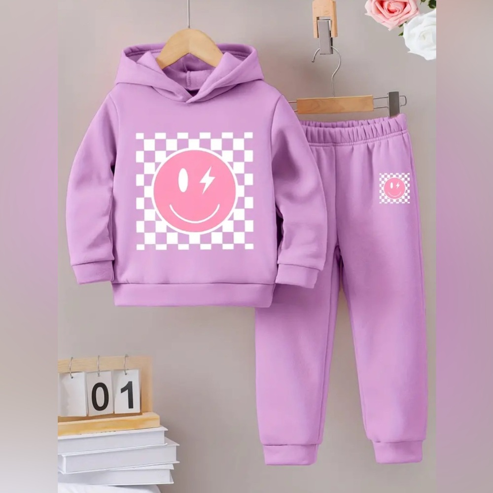 Purple Smiley Hoodie and Sweats Set